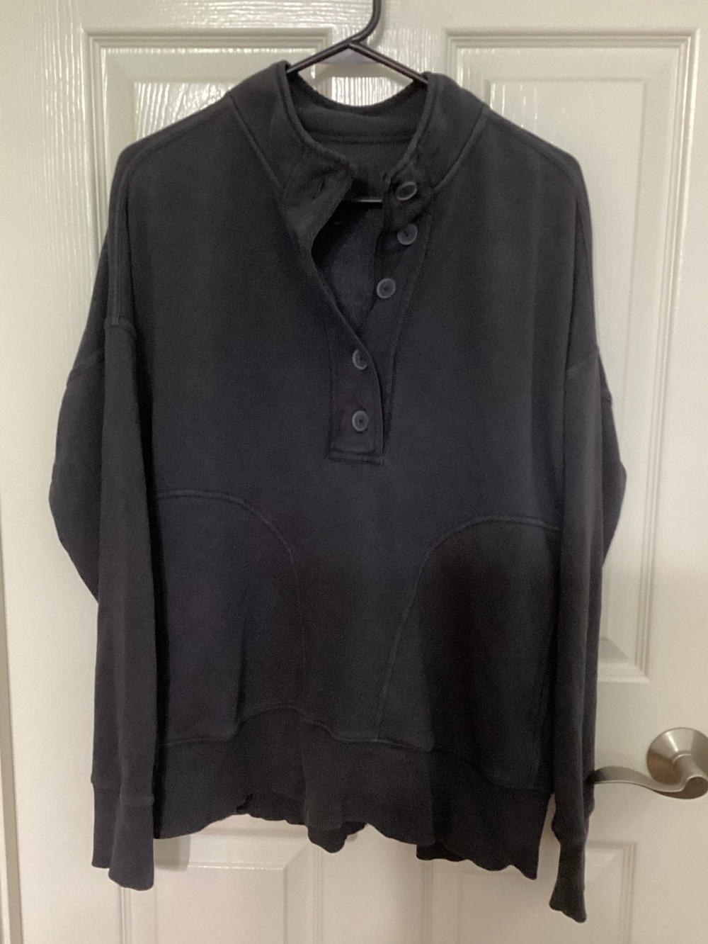 Aerie Black Henley Sweatshirt Women’s Small